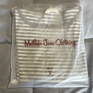 Matilda Jane 3/4 sleeve with grey and white stripes